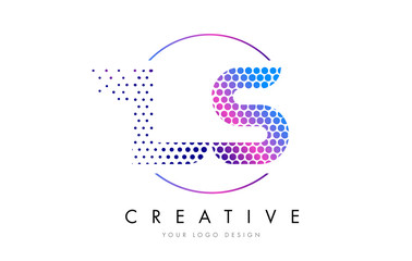 LS L S Pink Magenta Dotted Bubble Letter Logo Design Vector