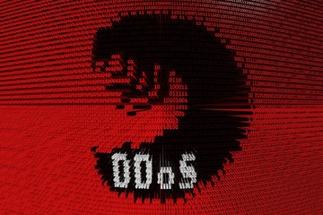 DDoS caterpillar in the form of binary code, 3D illustration