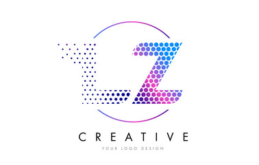 LZ L Z Pink Magenta Dotted Bubble Letter Logo Design Vector