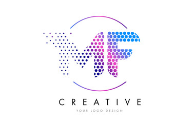 MF M F Pink Magenta Dotted Bubble Letter Logo Design Vector