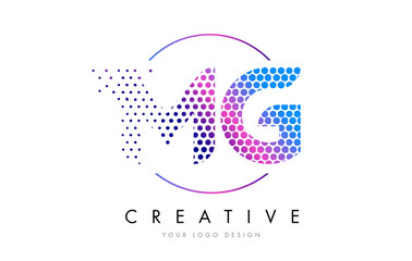 Obraz premium MG M G Pink Magenta Dotted Bubble Letter Logo Design Vector