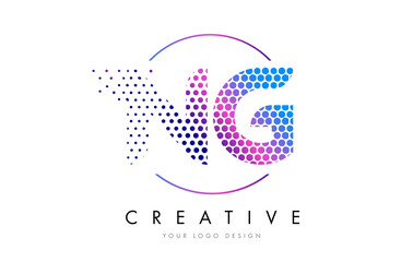 NG N G Pink Magenta Dotted Bubble Letter Logo Design Vector