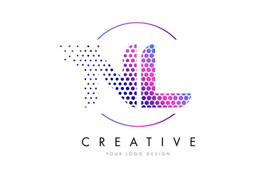 NL N L Pink Magenta Dotted Bubble Letter Logo Design Vector - obrazy, fototapety, plakaty
