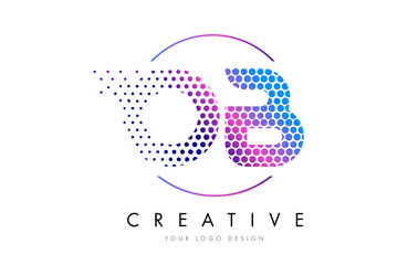 OB O B Pink Magenta Dotted Bubble Letter Logo Design Vector