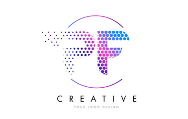 PF P F Pink Magenta Dotted Bubble Letter Logo Design Vector