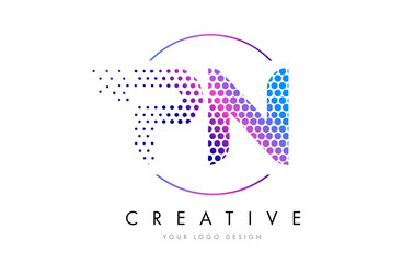 PN P N Pink Magenta Dotted Bubble Letter Logo Design Vector