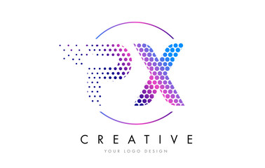 PX P X Pink Magenta Dotted Bubble Letter Logo Design Vector