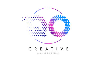 QO Q O Pink Magenta Dotted Bubble Letter Logo Design Vector