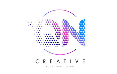 QN Q N Pink Magenta Dotted Bubble Letter Logo Design Vector