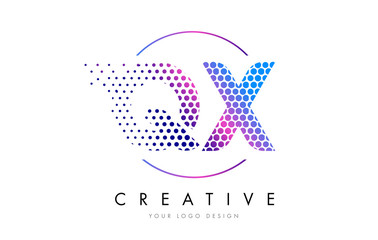 QX Q X Pink Magenta Dotted Bubble Letter Logo Design Vector