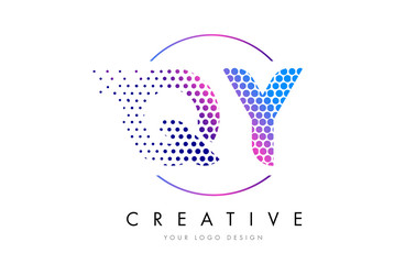 QY Q Y Pink Magenta Dotted Bubble Letter Logo Design Vector