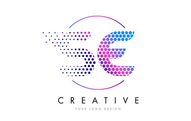 SE S E Pink Magenta Dotted Bubble Letter Logo Design Vector