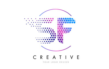 SF S F Pink Magenta Dotted Bubble Letter Logo Design Vector
