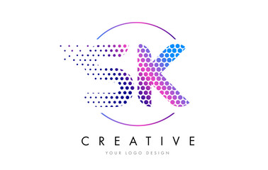 SK S K Pink Magenta Dotted Bubble Letter Logo Design Vector