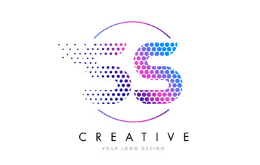 SS S S Pink Magenta Dotted Bubble Letter Logo Design Vector