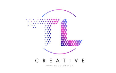 TL T L Pink Magenta Dotted Bubble Letter Logo Design Vector