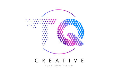TQ T Q Pink Magenta Dotted Bubble Letter Logo Design Vector