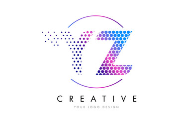 YZ Y Z Pink Magenta Dotted Bubble Letter Logo Design Vector
