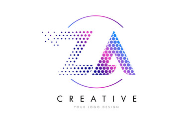 ZA Z A Pink Magenta Dotted Bubble Letter Logo Design Vector