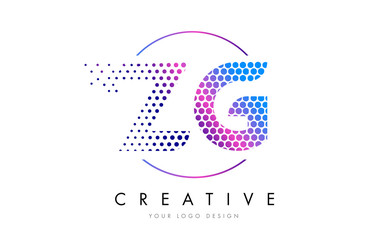 Obraz premium ZG Z G Pink Magenta Dotted Bubble Letter Logo Design Vector