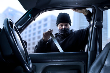 male robber car theft break in daytime