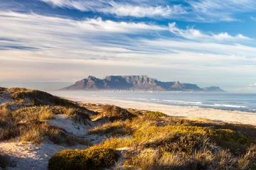 Fotobehang Zuid-Afrika schilderachtig uitzicht op de Tafelberg Kaapstad Zuid-Afrika