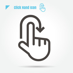 icon click hand vector illustration isolated sign symbol logo objects thin line for web, modern minimalistic flat design vector on white background