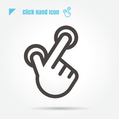 icon click hand vector illustration isolated sign symbol logo objects thin line for web, modern minimalistic flat design vector on white background