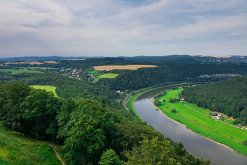The panorama of landscape in Saxon Switzerland, Germany