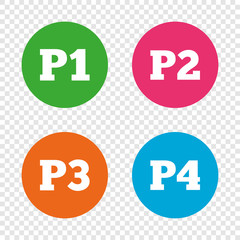 Car parking icons. First and second floor sign.