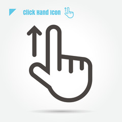 icon click hand vector illustration isolated sign symbol logo objects thin line for web, modern minimalistic flat design vector on white background