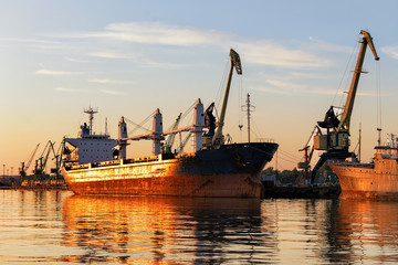 Fototapeta premium Ships in Baltic sea of Port of Klaipeda