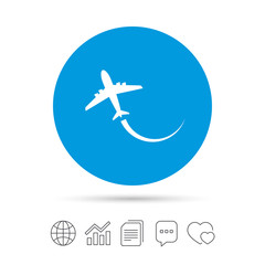 Airplane sign icon. Travel trip symbol.