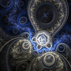 Shiny fractal clockwork, digital artwork for creative graphic design