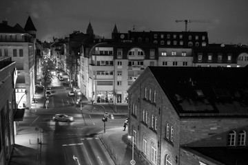 Mainzer Altstadt bei Nacht (schwarzweiß)