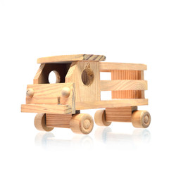 Children toy car made of wood .