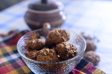 Oatmeal cookies with banana and chocolate