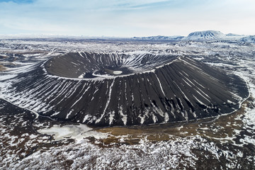 Aerial view of Hverfjall Crater, Myvatn, Iceland © ververidis