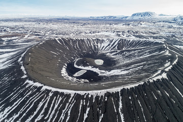 Obraz premium Aerial view of Hverfjall Crater, Myvatn, Iceland