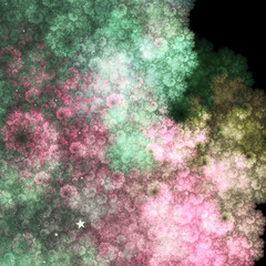 Pink and green fractal clouds, digital artwork for creative graphic design