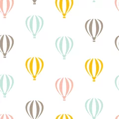 Velvet curtains Air balloon Retro seamless travel pattern of balloons