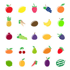 Colorful fruit silhouettes