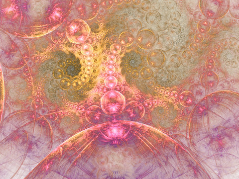 Light colorful fractal swirls, digital artwork for creative graphic design