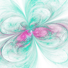 Light green and pink fractal butterfly, digital artwork for creative graphic design