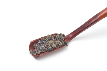 Oolong tea on a white background.