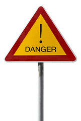 traffic sign exclamation mark attention danger isolated