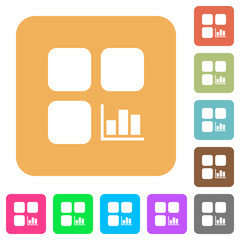 Component statistics rounded square flat icons