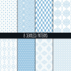 set of eight blue patterns