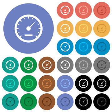 Speedometer round flat multi colored icons