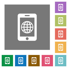 Mobile internet square flat icons